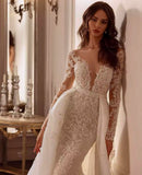 Vintage V-Neck Backless Mermaid Wedding Dress