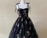 Floral Embroidery Long Prom Dress