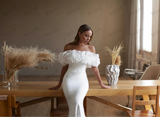 Modern Off The Shoulder Satin Mermaid Wedding Dress