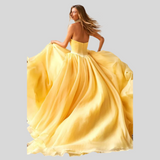 Chic Yellow A-Line Strapless Formal Dress