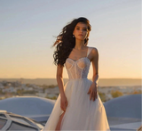 Elegant Sleeveless Side Slit A Line Wedding Dress