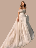 Classic Off The Shoulder Bow Decorate A Line Wedding Dress