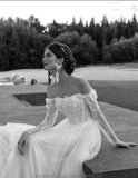 Classic Lace Appliques Off The Shoulder A Line Wedding Dress