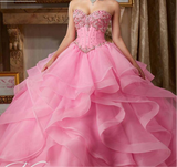 Pink Beaded Quinceañera Ball Gown