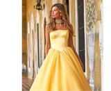 Chic Yellow A-Line Strapless Formal Dress
