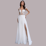 V-Neck Long Sleeve Wedding Dress