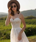 Vintage Sweetheart Spaghetti Straps A Line Wedding Dress