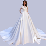 Elegant Lace Applique A-Line Wedding Dress