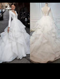 Gorgeous V-Neck Backless Tiered Pleat A Line Wedding Dress