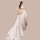 Modern Bow Decorate Princess A Line Wedding Dress
