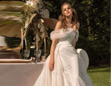 Classic Off The Shoulder Bow Decorate A Line Wedding Dress
