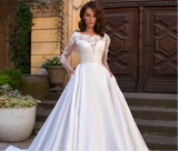 Elegant Lace Applique A-Line Wedding Dress