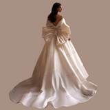 Modern Bow Decorate Princess A Line Wedding Dress