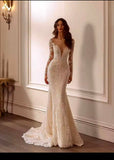 Vintage V-Neck Backless Mermaid Wedding Dress