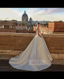 Charming V-Neck Sleeveless Satin A Line Wedding Dress