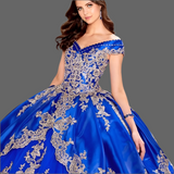 Royal Blue Off-Shoulder Quinceañera Gown
