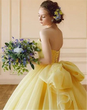 Puffy Organza Appliques Prom Quinceaner Dress