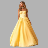 Chic Yellow A-Line Strapless Formal Dress