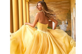 Chic Yellow A-Line Strapless Formal Dress