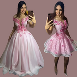 Hot Pink 2-in-1 Quinceañera Dress