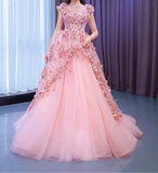 Pink Quinceañera Tulle Ball Gown