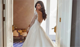 Elegant Satin V-Neck Backless Wedding Dress
