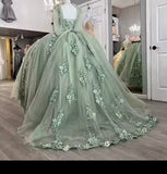 Flower Beading Lace Appliques Quinceanera Dress