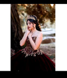 Burgundy Ball Gown Sweet 16 Dress