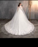 Long Cap Lace Formal Dress