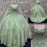 Flower Beading Lace Appliques Quinceanera Dress