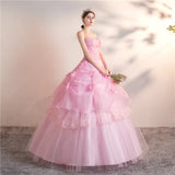 Pink Red Strapless Plus Size Quinceañera Dress