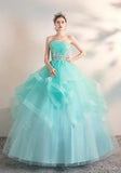 Ice Blue Strapless Quinceañera Dress