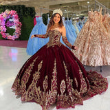Burgundy Ball Gown Sweet 16 Dress