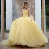 Puffy Organza Appliques Prom Quinceaner Dress