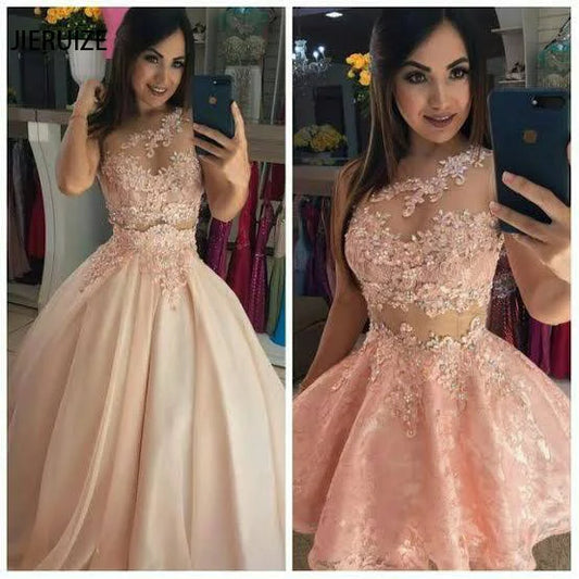 Detachable Skirt Pink Wedding Dress