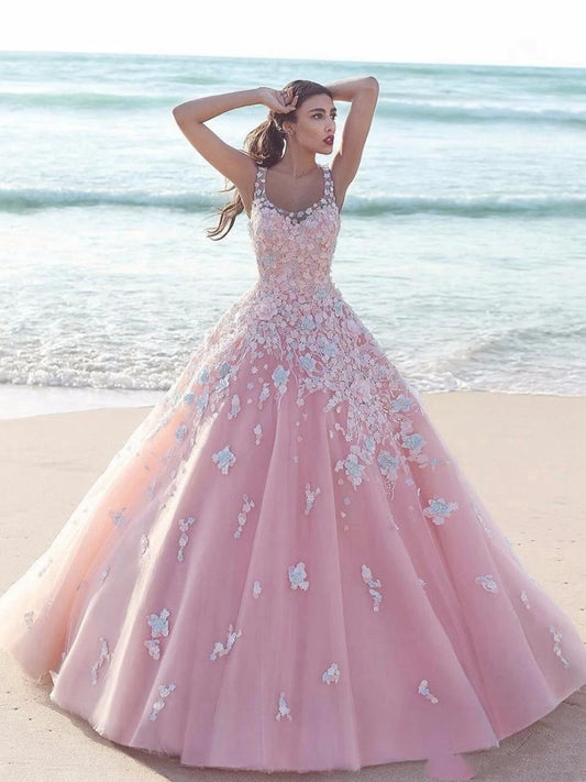 Elegant Pink Quinceañera Ball Gown