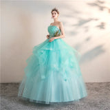 Ice Blue Strapless Quinceañera Dress