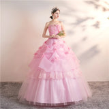 Pink Red Strapless Plus Size Quinceañera Dress
