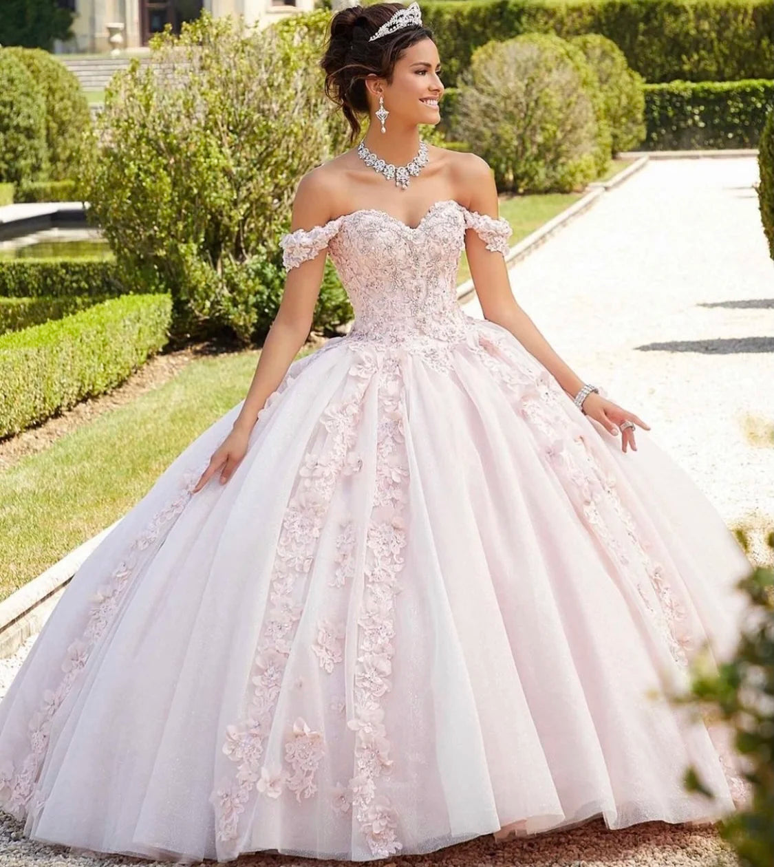Light Pink Off-Shoulder Quinceañera Dress