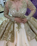 Champagne Gold Lace Princess Quinceanera Dress