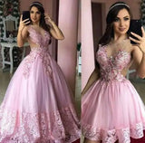 Pink 2-in-1 Wedding Dress with Detachable Train