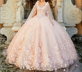 Pink Puffy Quinceañera Ball Gown
