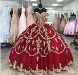 Burgundy Off-Shoulder Quinceañera Gown