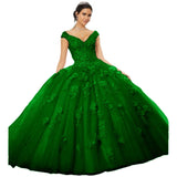 Sparkly Tulle Lace Appliques Quinceanera Dress Set One