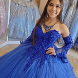 Royal Blue Lace Quinceañera Dress