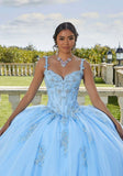 Blue Lace Quinceañera Ball Gown
