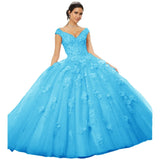Sparkly Tulle Lace Appliques Quinceanera Dress Set One