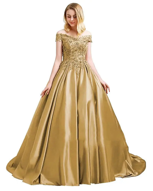 Elegant Green Satin Evening Gown