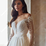 Elegant Satin V-Neck Backless Wedding Dress