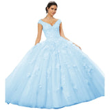Sparkly Tulle Lace Appliques Quinceanera Dress Set Two